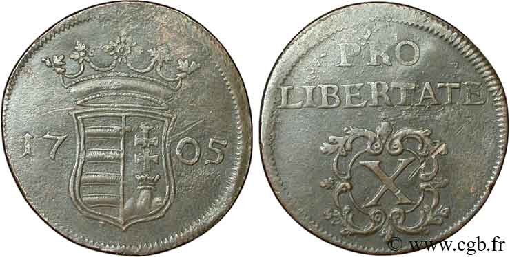 UNGARN 10 Poltura monnayage révolutionnaire emblème de la Hongrie 1705  SS 
