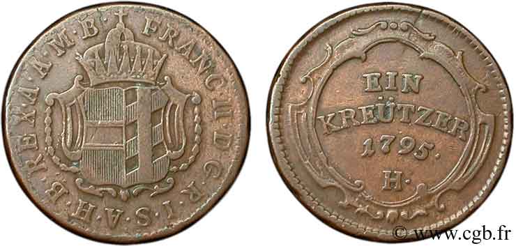 ALEMANIA - AUSTRIA ANTERIOR 1 Kreuzer Vorderoesterreich, légende au nom de François II d’Autriche 1795 Halle BC+ 
