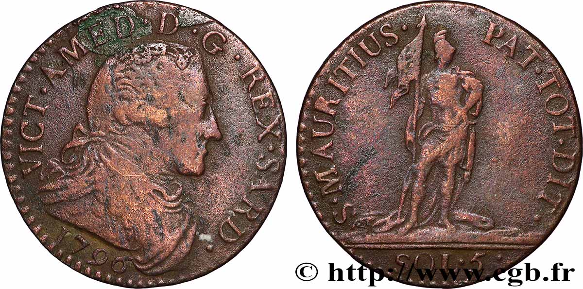 ITALY - KINGDOM OF SARDINIA 5 Soldi Amédée III 1796 Turin VF 
