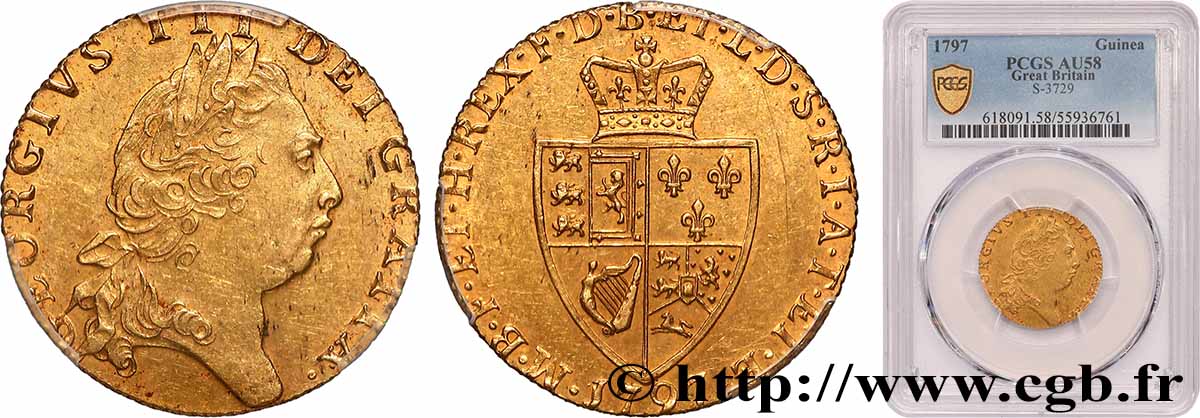 GRAN BRETAGNA - GIORGIO III Guinée, 5e type 1797 Londres SPL58 PCGS