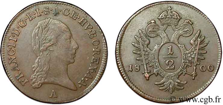 AUSTRIA 1/2 Kreuzer François / aigle 1800 Vienne EBC 