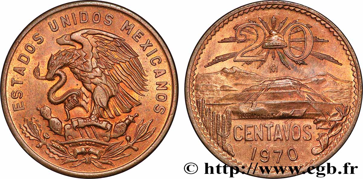 MEXIQUE 20 Centavos 1970 Mexico SUP 