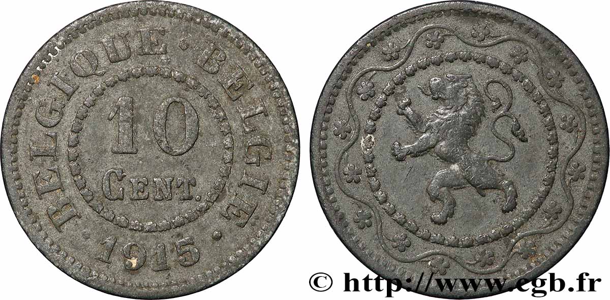 BELGIUM 10 Centimes 1915 Bruxelles XF 