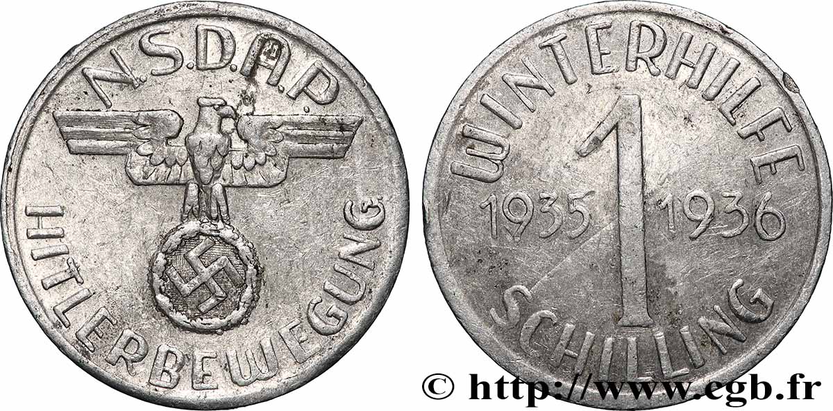 AUTRICHE 1 Schilling Don de Noël du NSDAP autrichien 1936  TTB+ 