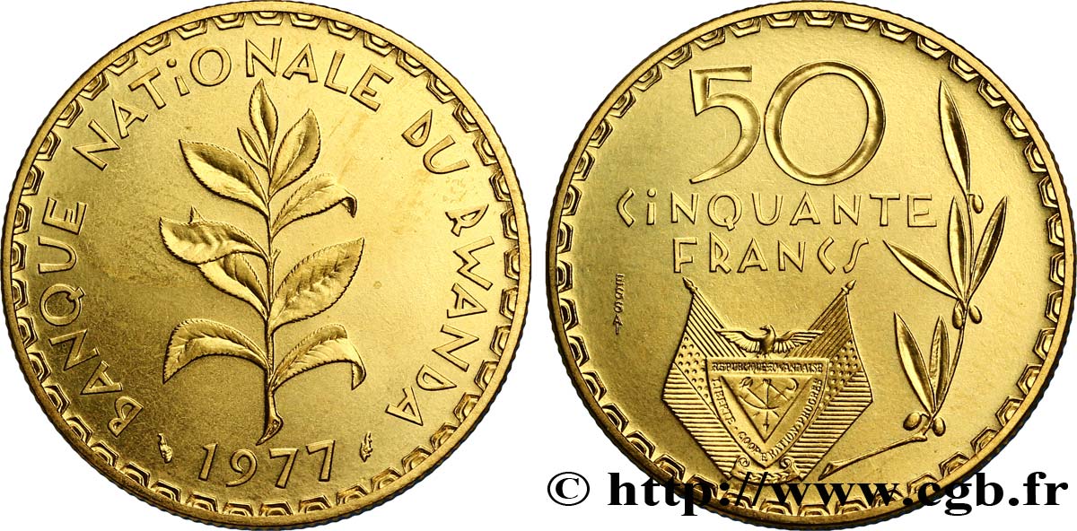 RUANDA Essai de 50 Francs emblème 1977 Paris MS 