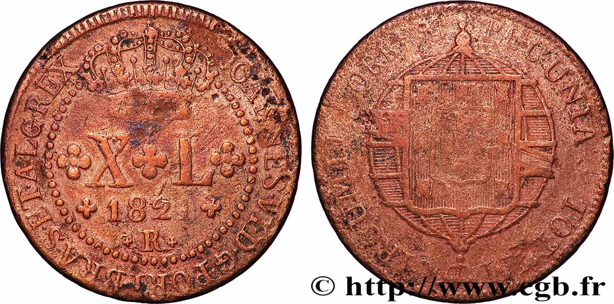 BRÉSIL - JEAN VI 40 Réis 1821 Rio de Janeiro TB 