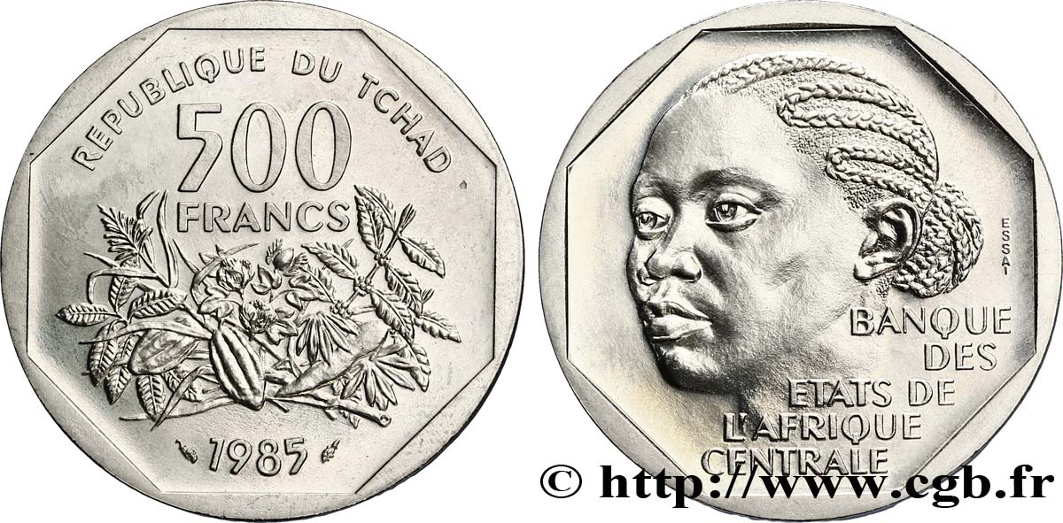 CIAD Essai de 500 Francs femme africaine 1985 Paris MS 