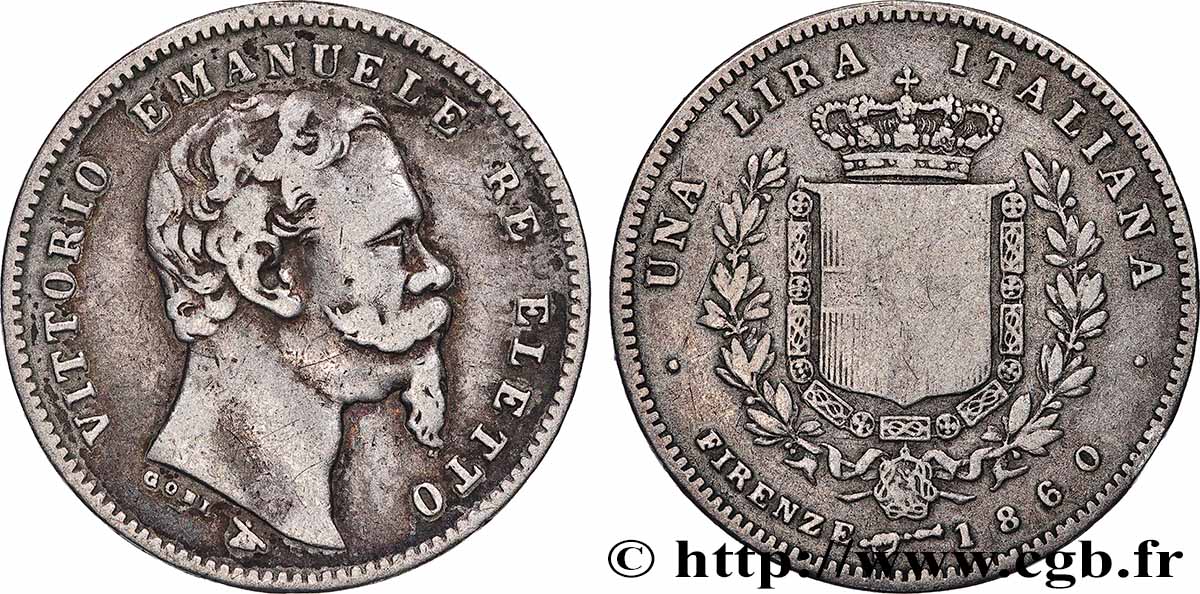ITALIEN - ITALIEN KÖNIGREICH - VIKTOR EMANUEL II. 1 Lire  1860 Florence fSS 