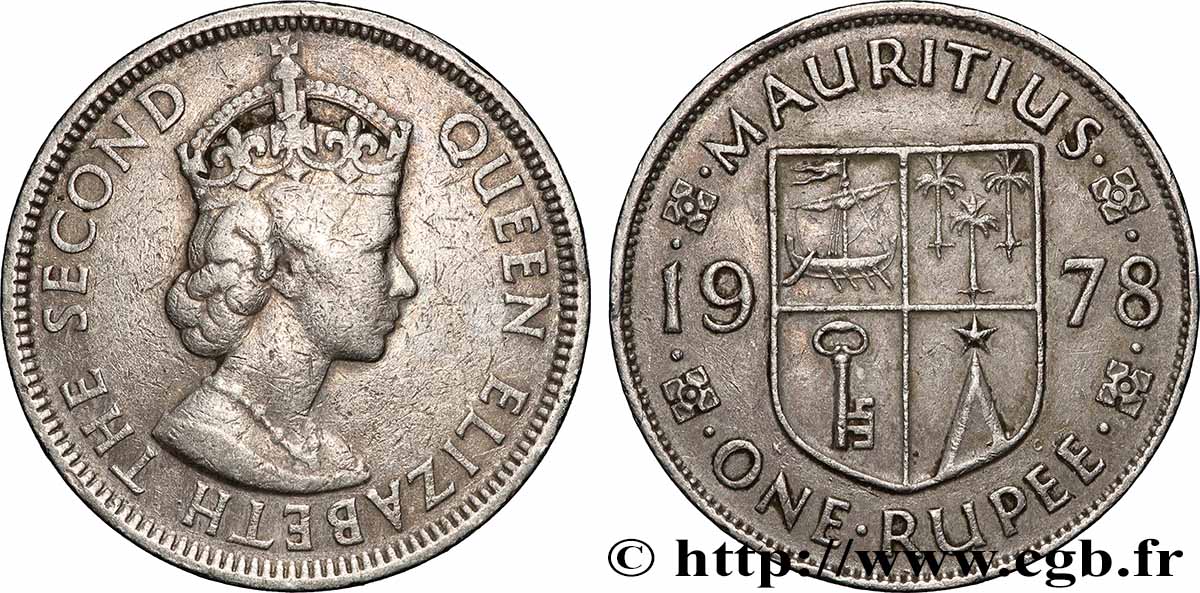 MAURITIUS 1 Rupee (Roupie) Elisabeth II 1978 Llantrisant XF 