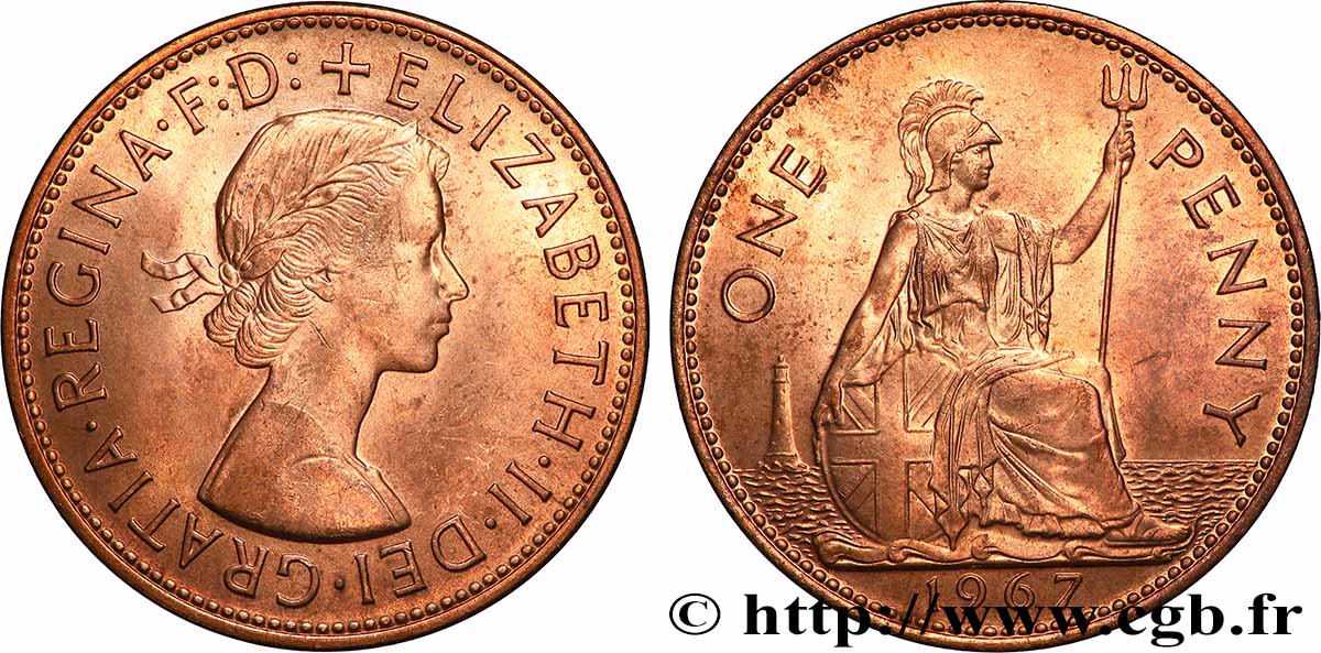 UNITED KINGDOM 1 Penny Elisabeth II 1967 Londres AU 