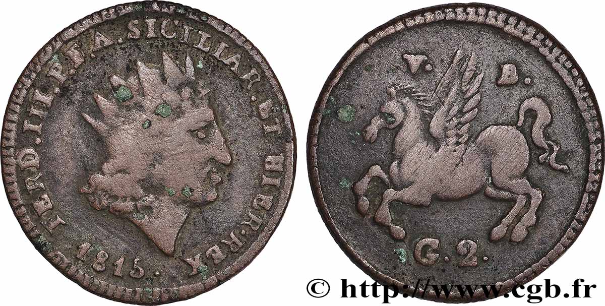ITALIE - ROYAUME DE SICILE - FERDINAND III 2 Grani 1815  TB+ 