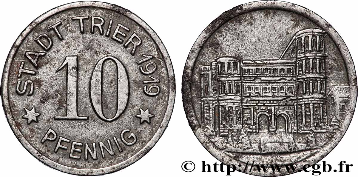 GERMANY - Notgeld 10 Pfennig Trèves (Trier) 1919  XF 