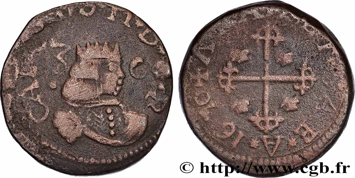 ITALIE - ROYAUME DE SARDAIGNE - CHARLES II 3 Cagliarese ou 6 Denari 1670 Cagliari TB+ 