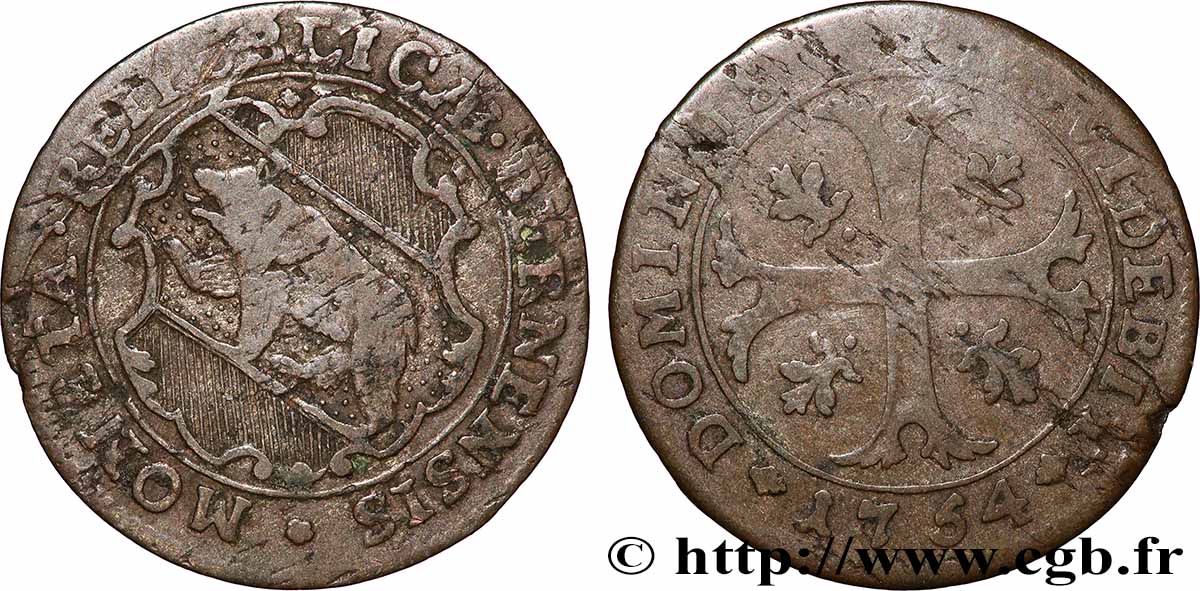 SUISSE - CANTON DE BERNE 1/2 Batzen - canton de Berne ours 1754 Berne TB 