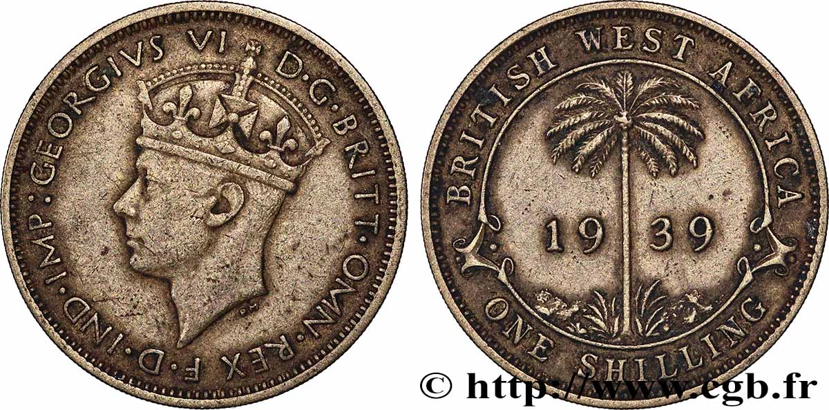 AFRIQUE OCCIDENTALE BRITANNIQUE 1 Shilling Georges VI 1939 Londres TTB 