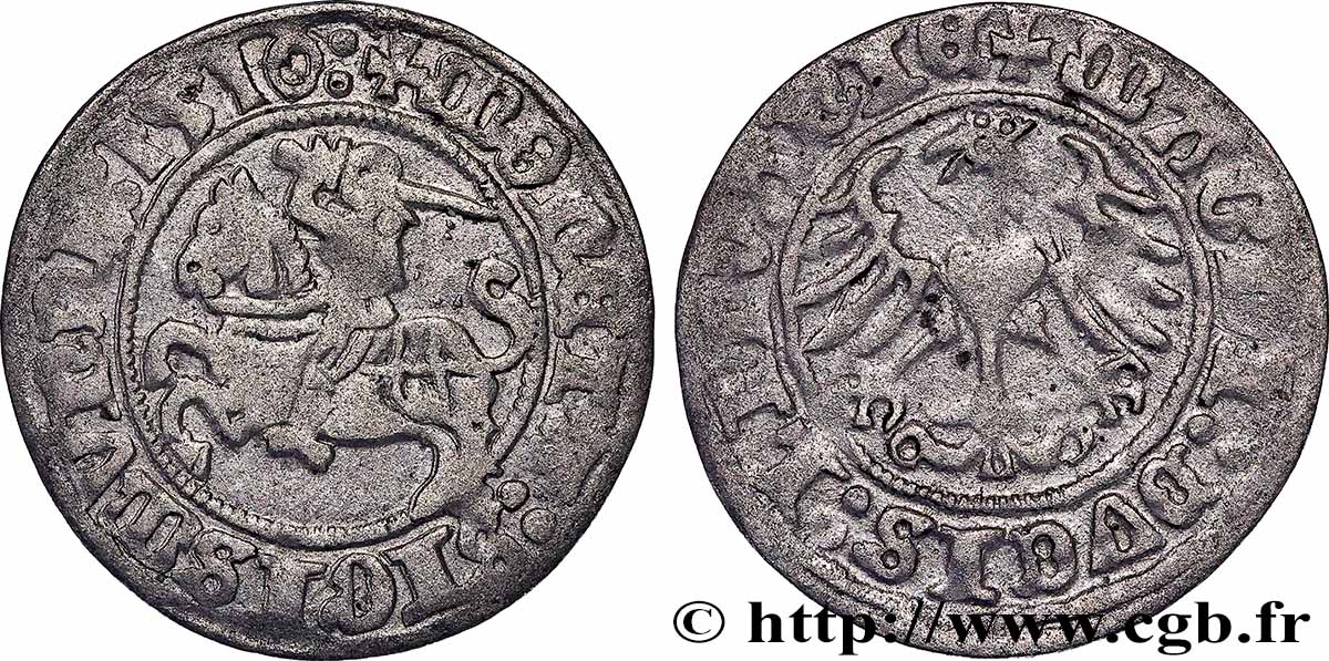 LITHUANIA - SIGISMUND I THE OLD Demi-gros 1515  XF 