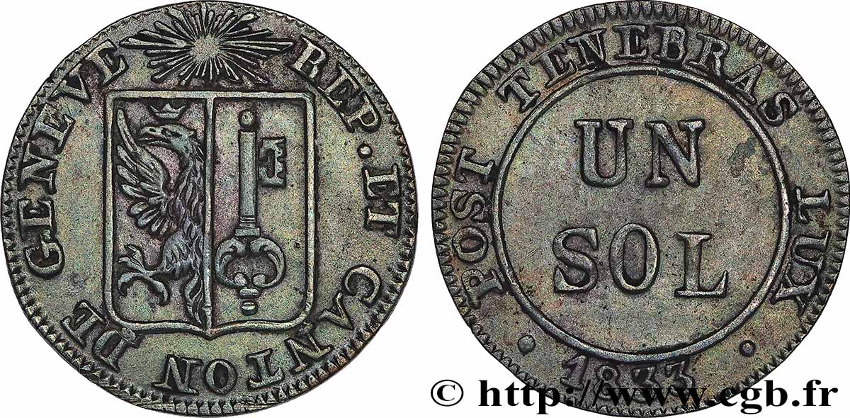 SCHWEIZ - REPUBLIK GENF 1 Sol 1833  fVZ 