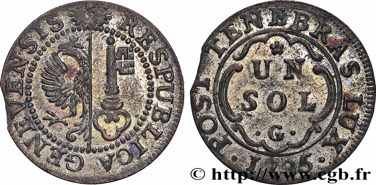 SUISSE - RÉPUBLIQUE DE GENÈVE 1 Sol - République de Genève 1785  SUP 