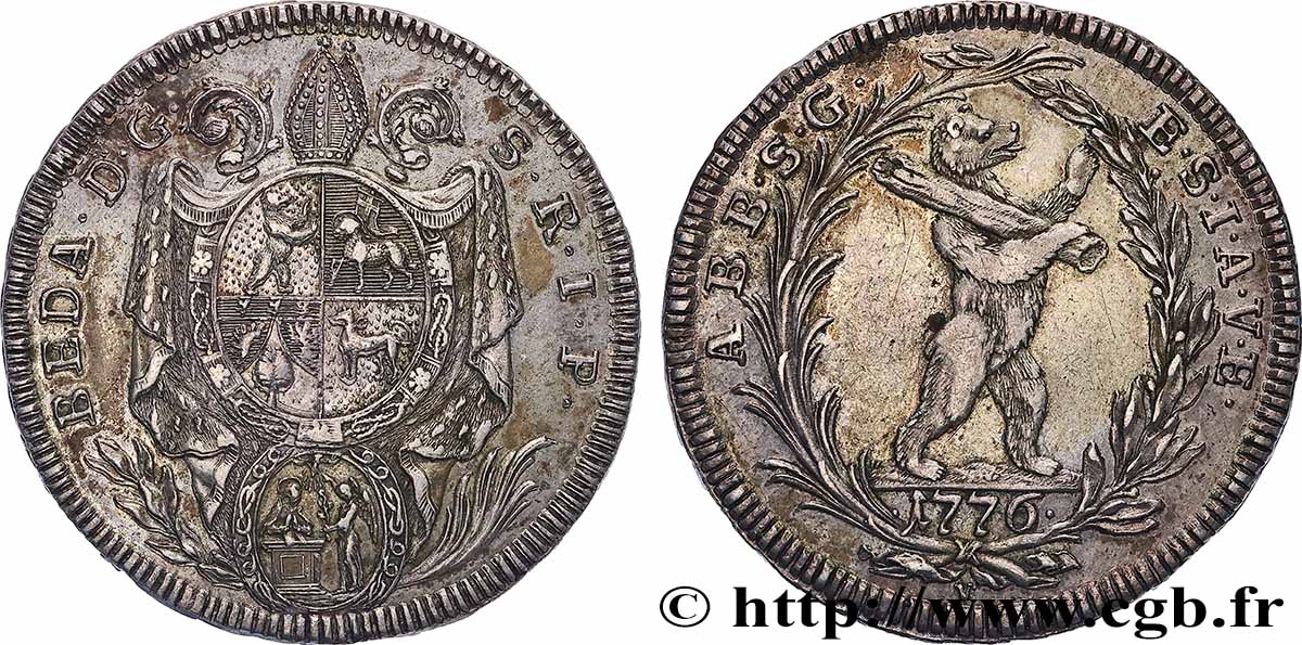 SUISSE - CANTON DE SAINT-GALL 1/2 Thaler Beda Angehrn von Hagenwil 1776 Saint-Gall TTB+ 