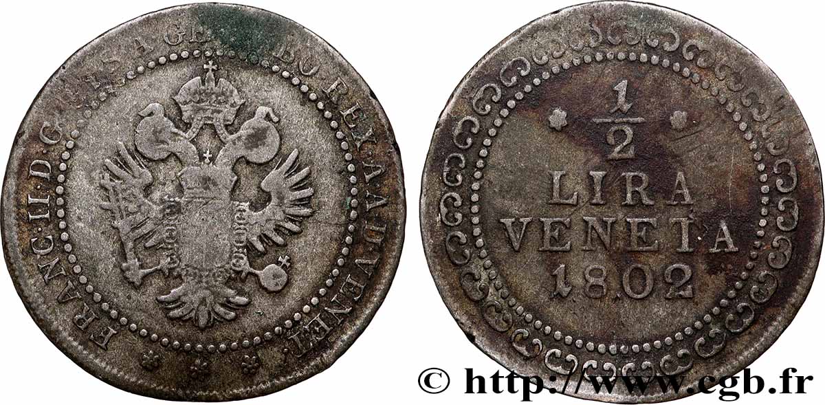 ITALIE - VENISE 1/2 Lira François II 1802 Venise TB 