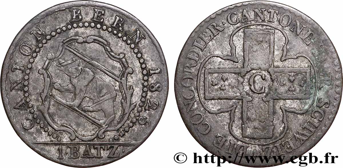 SUISSE - CANTON DE BERNE 1 Batzen 1826 Berne TTB 