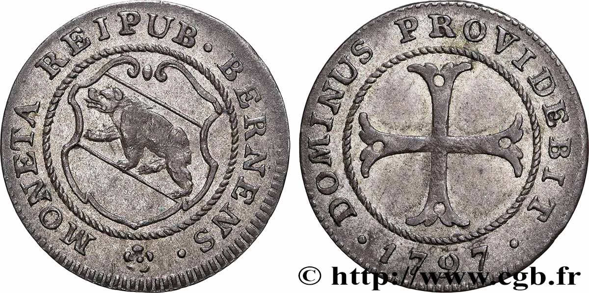 SUISSE - CANTON DE BERNE 1 Kreuzer - canton de Berne ours 1797  TTB+ 