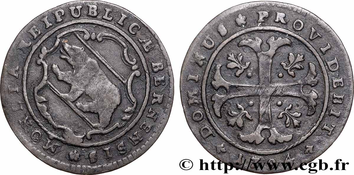 SUISSE - CANTON DE BERNE 1/2 Batzen 1794 Berne TTB 
