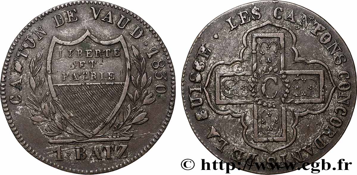 SUISSE - CANTON DE VAUD 1 Batzen 1830 Lausanne TTB+ 