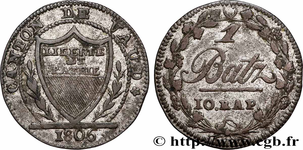 SCHWEIZ  - KANTON WAADT 1 Batzen 1806  SS 