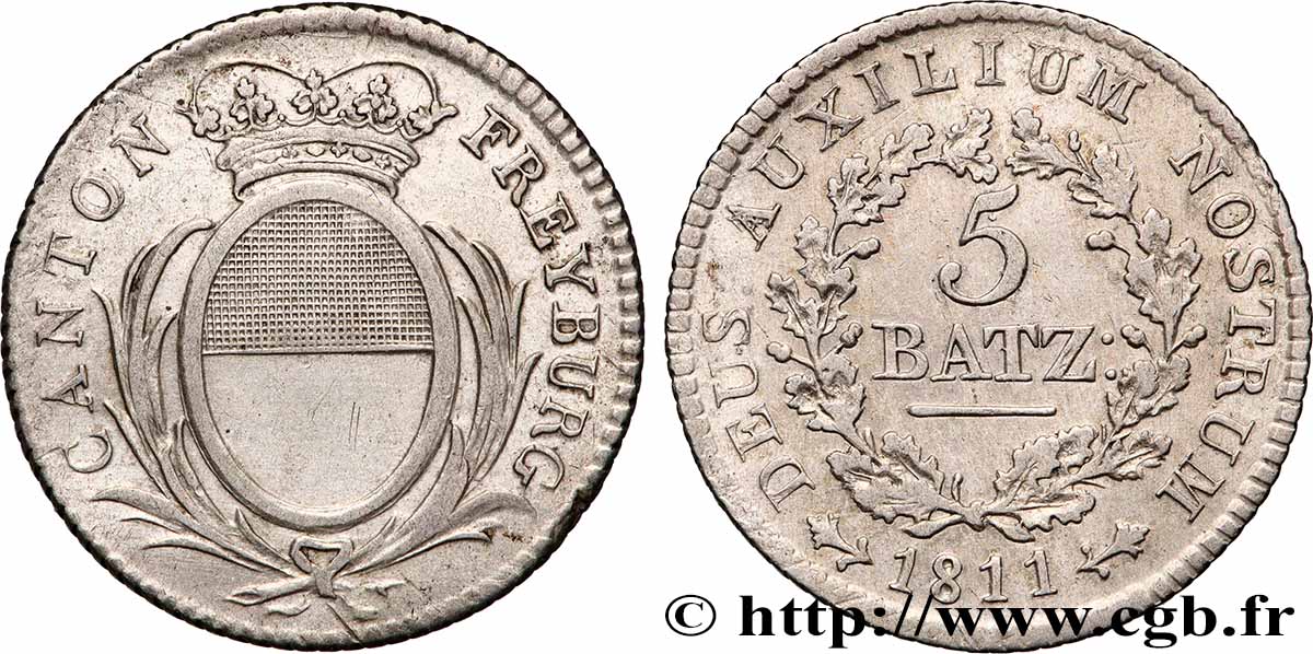SWITZERLAND - CANTON OF FRIBOURG 5 Batzen - Canton de Fribourg 1811  AU 