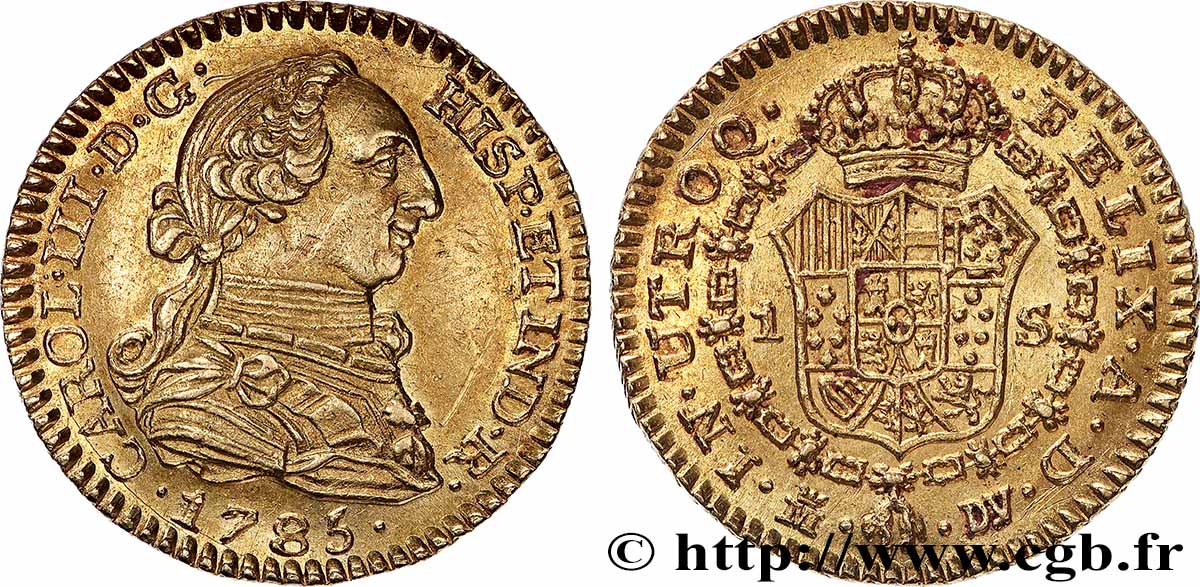 ESPAGNE - ROYAUME D&nbsp;ESPAGNE - CHARLES III 1 Escudo  1785 Madrid TTB+/SUP 