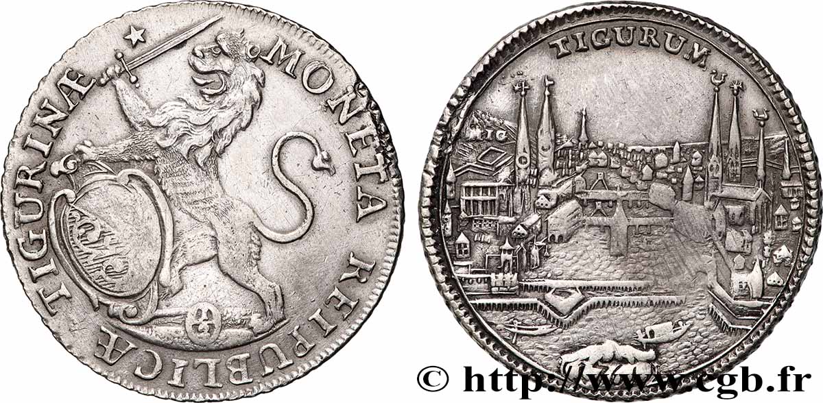 SUISSE - RÉPUBLIQUE DE ZURICH 1/2 Thaler Zurich 1761  TTB 