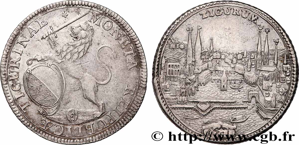 SWITZERLAND - REPUBLIC OF ZÜRICH 1/2 Thaler 1751  AU 