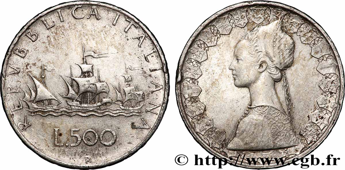 ITALIE 500 Lire “caravelles” 1961 Rome  TTB 