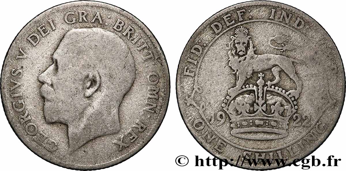 ROYAUME-UNI 1 Shilling Georges V 1922 Londres TB 