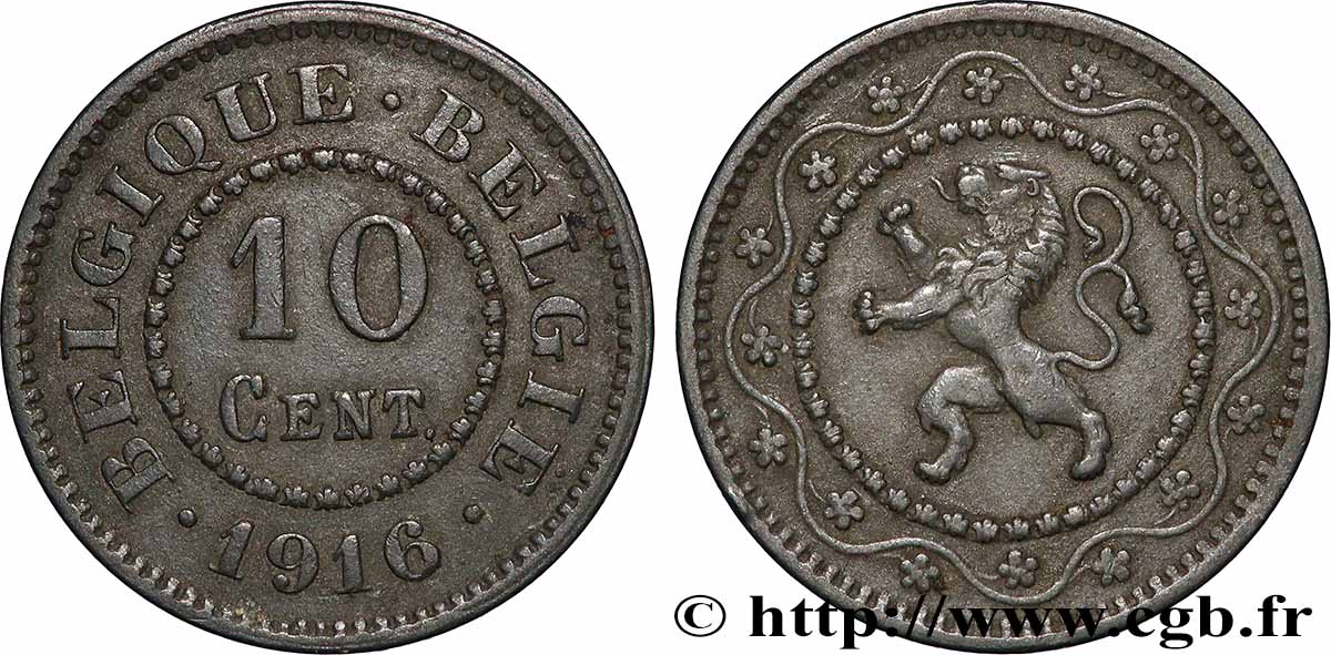 BELGIQUE 10 Centimes 1916 Bruxelles TTB+ 