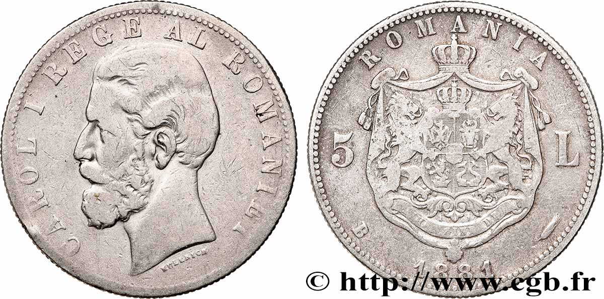 ROMANIA - CHARLES I 5 Lei  1881 Bucarest VF 