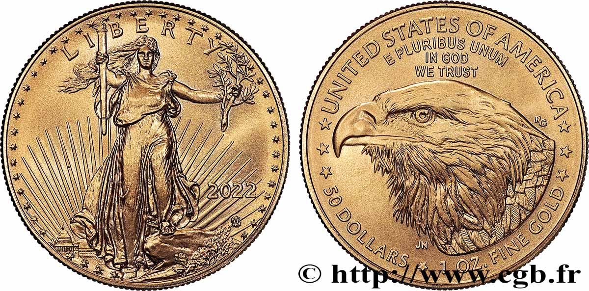 OR, PALLADIUM ET PLATINE INVESTISSEMENT 1 Oz - 50 Dollars &nbsp;Liberty&nbsp; 2022 Philadelphie FDC 
