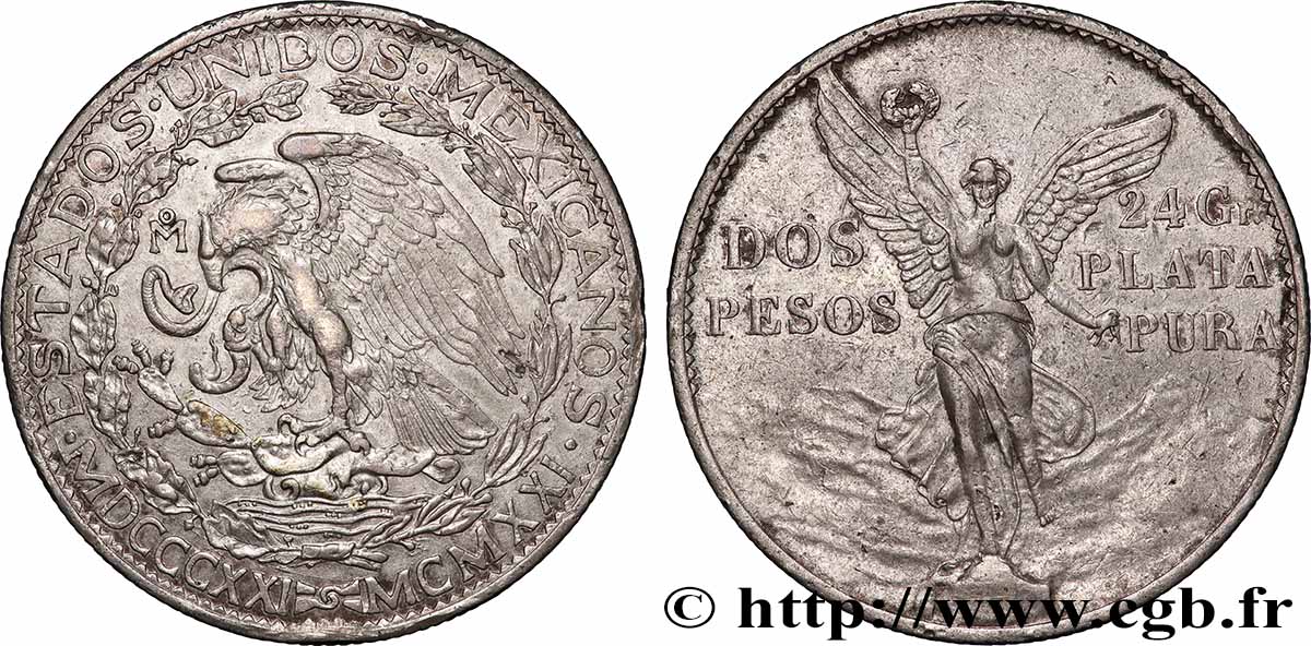 MEXIQUE 2 Pesos 1921 Mexico TTB+ 