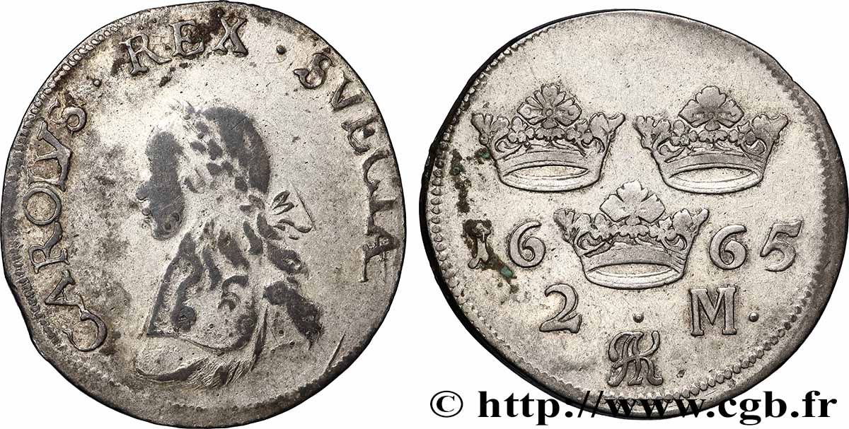 SCHWEDEN - KÖNIGREICH SCHWEDEN - KARL XI. 2 Mark  1665 Stockholm fSS 