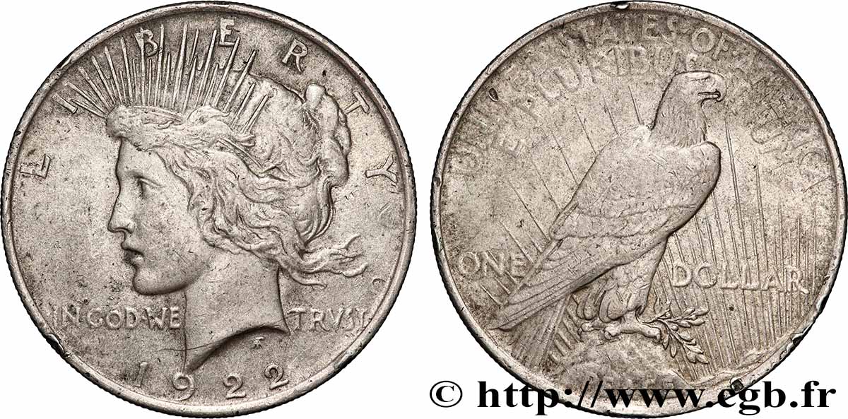 ÉTATS-UNIS D&nbsp;AMÉRIQUE 1 Dollar Peace 1922 Philadelphie TTB 