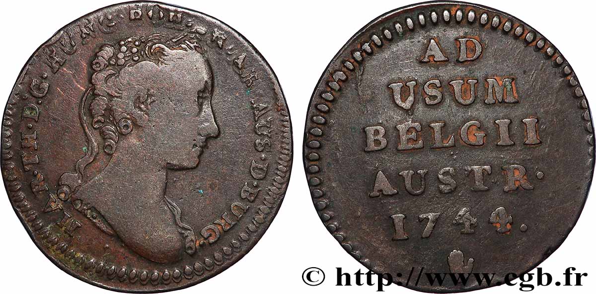 BELGIQUE - PAYS-BAS AUTRICHIENS 1 Liard Marie-Thérèse 1744 Anvers TB+ 