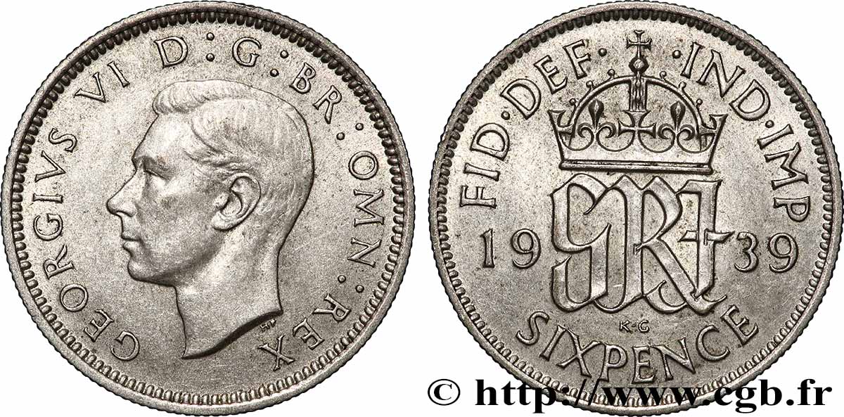 VEREINIGTEN KÖNIGREICH 6 Pence Georges VI 1939 Londres SS 