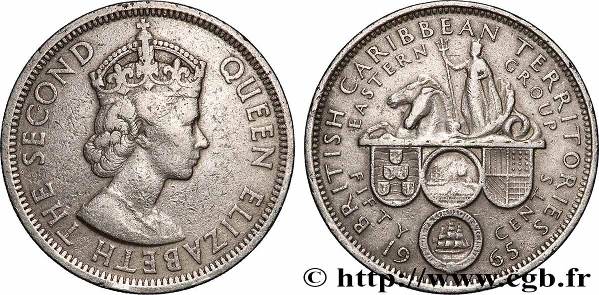 BRITISCHE KARIBISCHE TERRITORIEN 50 Cents Elisabeth II 1965 Londres fSS 