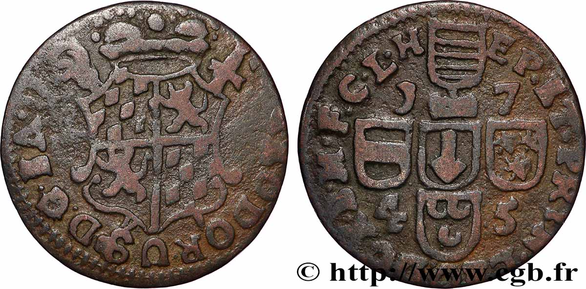 BELGIQUE - PRINCIPAUTÉ ÉPISCOPALE DE LIÈGE 1 Liard Évéché de Liège frappe au nom de Jean-Théodore de Bavière 1745 Liège TB+ 