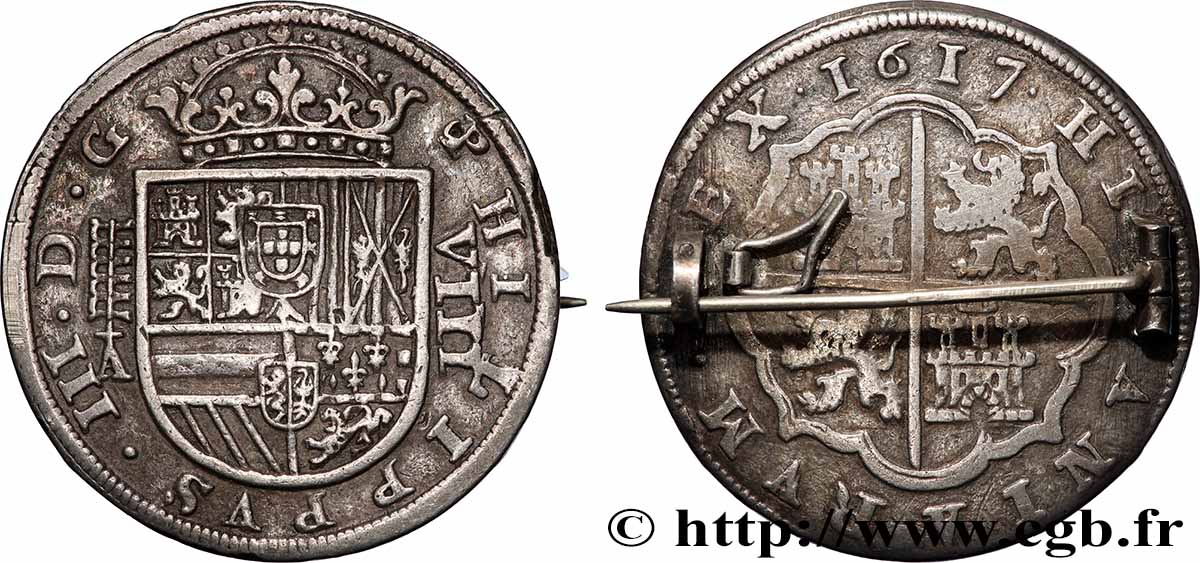 SPAIN - KINGDOM OF SPAIN - PHILIP III 8 Reales 1617 Ségovie XF 