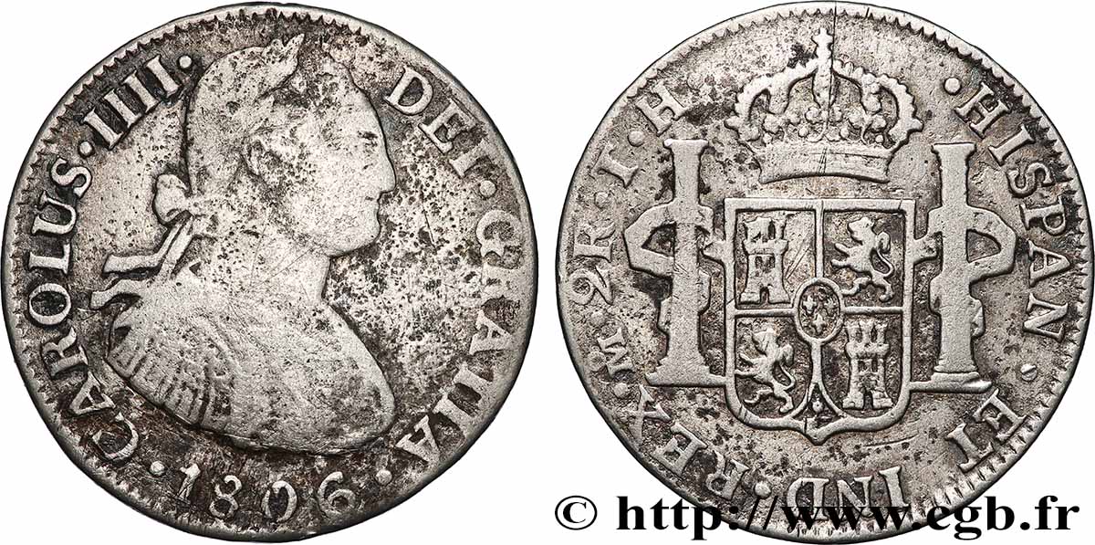 MEXIQUE - CHARLES IV 2 Reales  1806 Mexico TB 