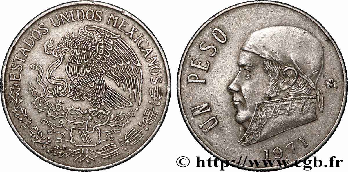 MEXIQUE 1 Peso Jose Morelos y Pavon 1971 Mexico SUP 