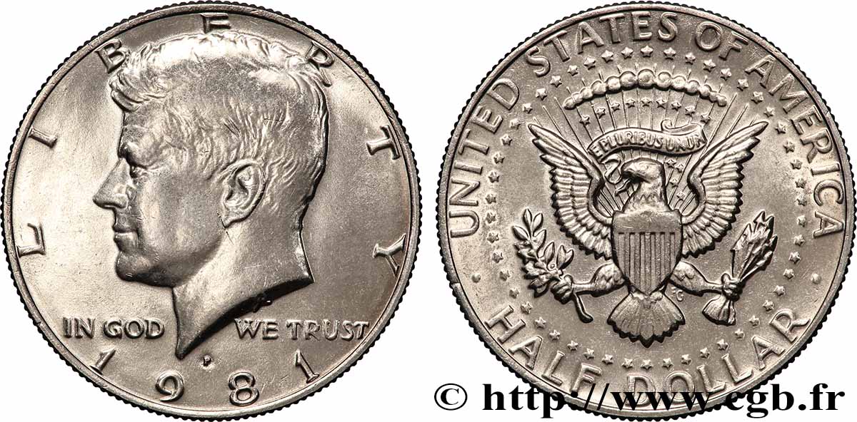 ÉTATS-UNIS D&nbsp;AMÉRIQUE 1/2 Dollar Kennedy 1981 Philadelphie - P SPL 