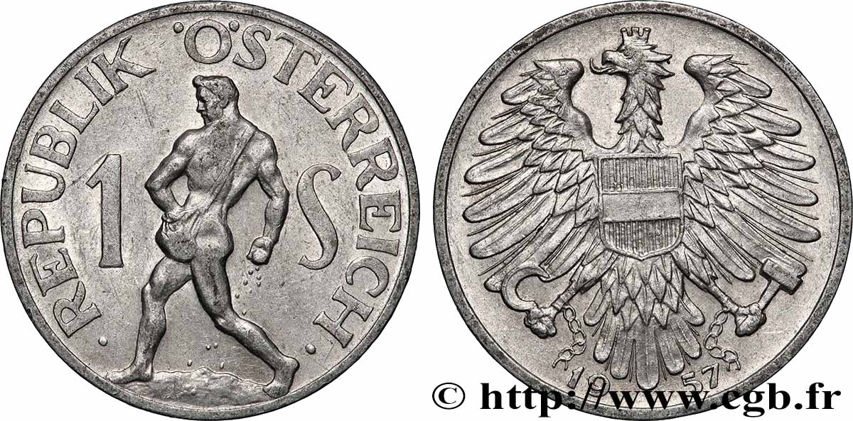 ÖSTERREICH 1 Schilling aigle / semeur 1957 Vienne fVZ 